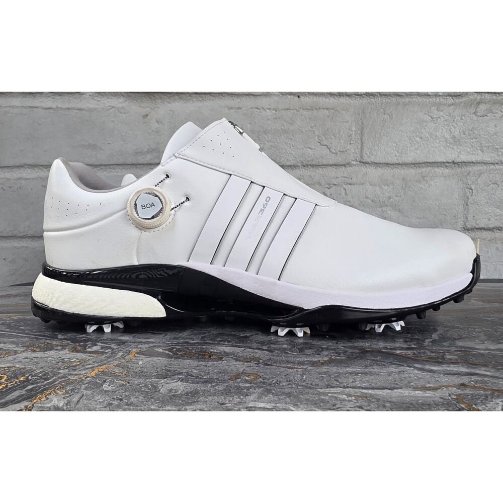 Adidas Tour360 24 BOA Golf Shoes White Black Spiked Men's Size 15 New